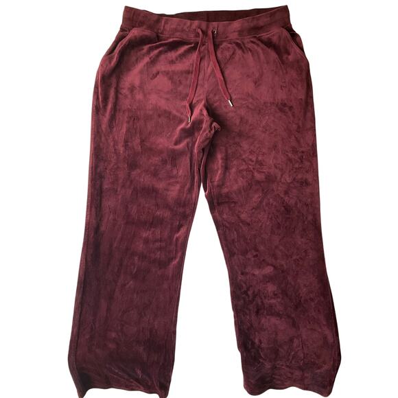 Gloria Vanderbilt Women Pants size XL Velvet Casual High Rise Pull-on Wine Red - Picture 1 of 10